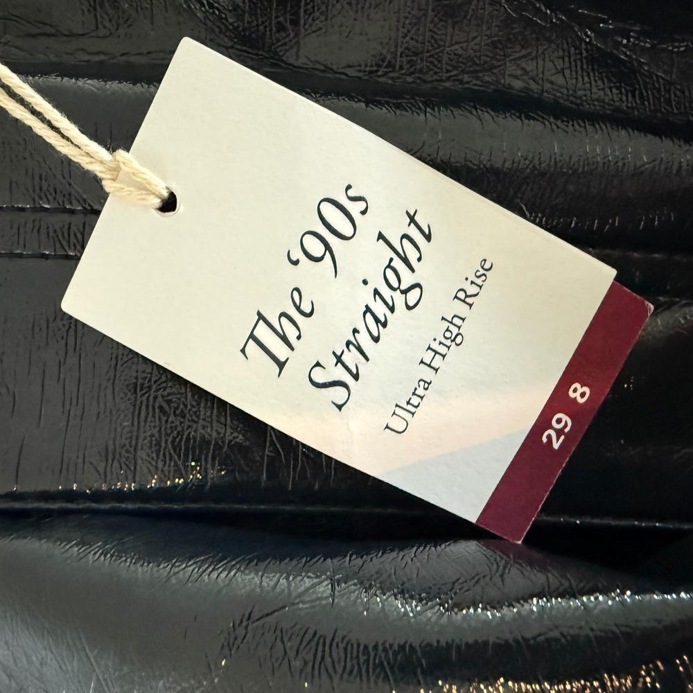 Abercrombie & Fitch The 90s Straight Pants size 8 Black Vegan Leather High Rise